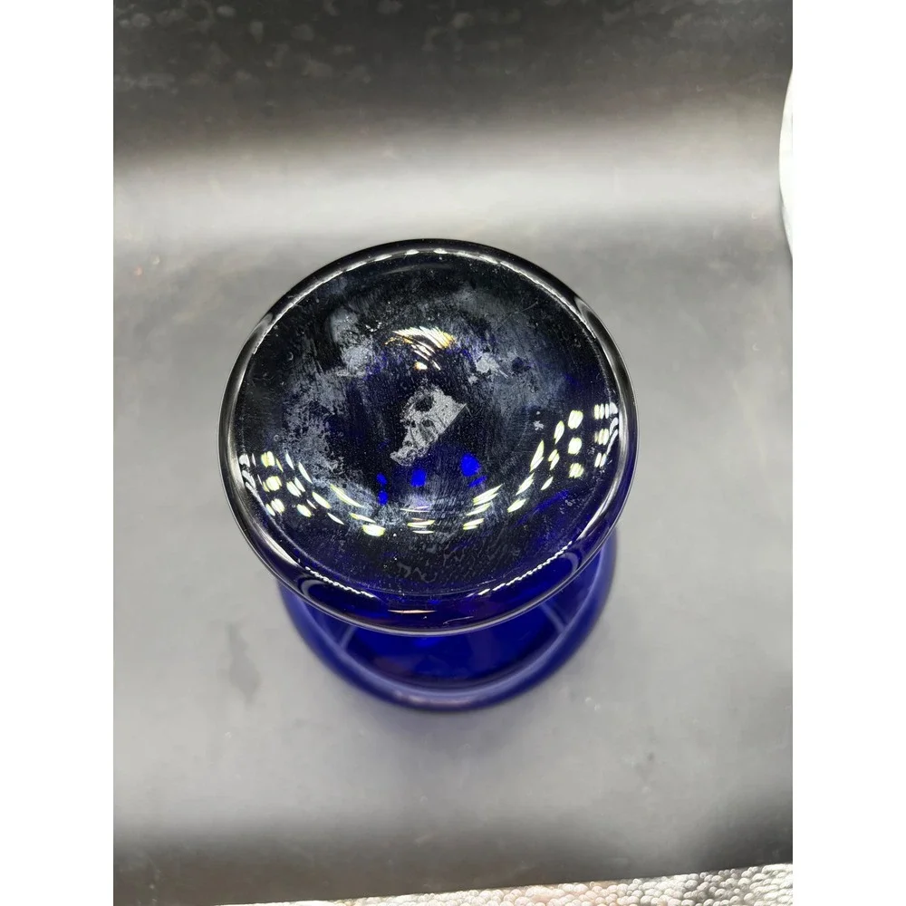 Vintage Cobalt Blue Glass Brandy Snifter Oversized Goblet Pedestal Glassware